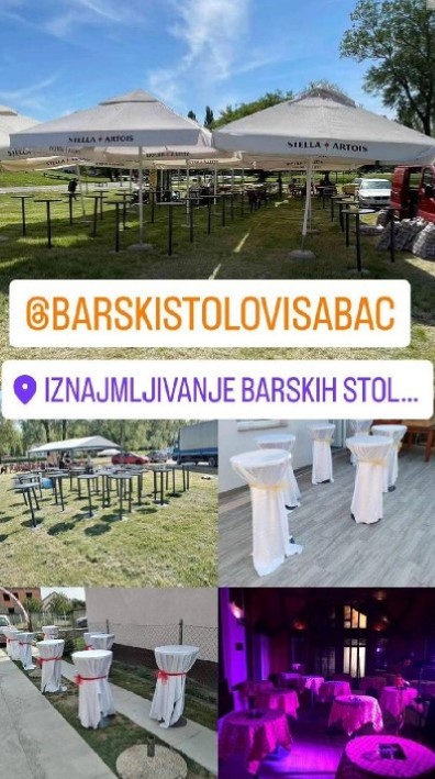 Iznajmljivanje barskih stolova i pagoda