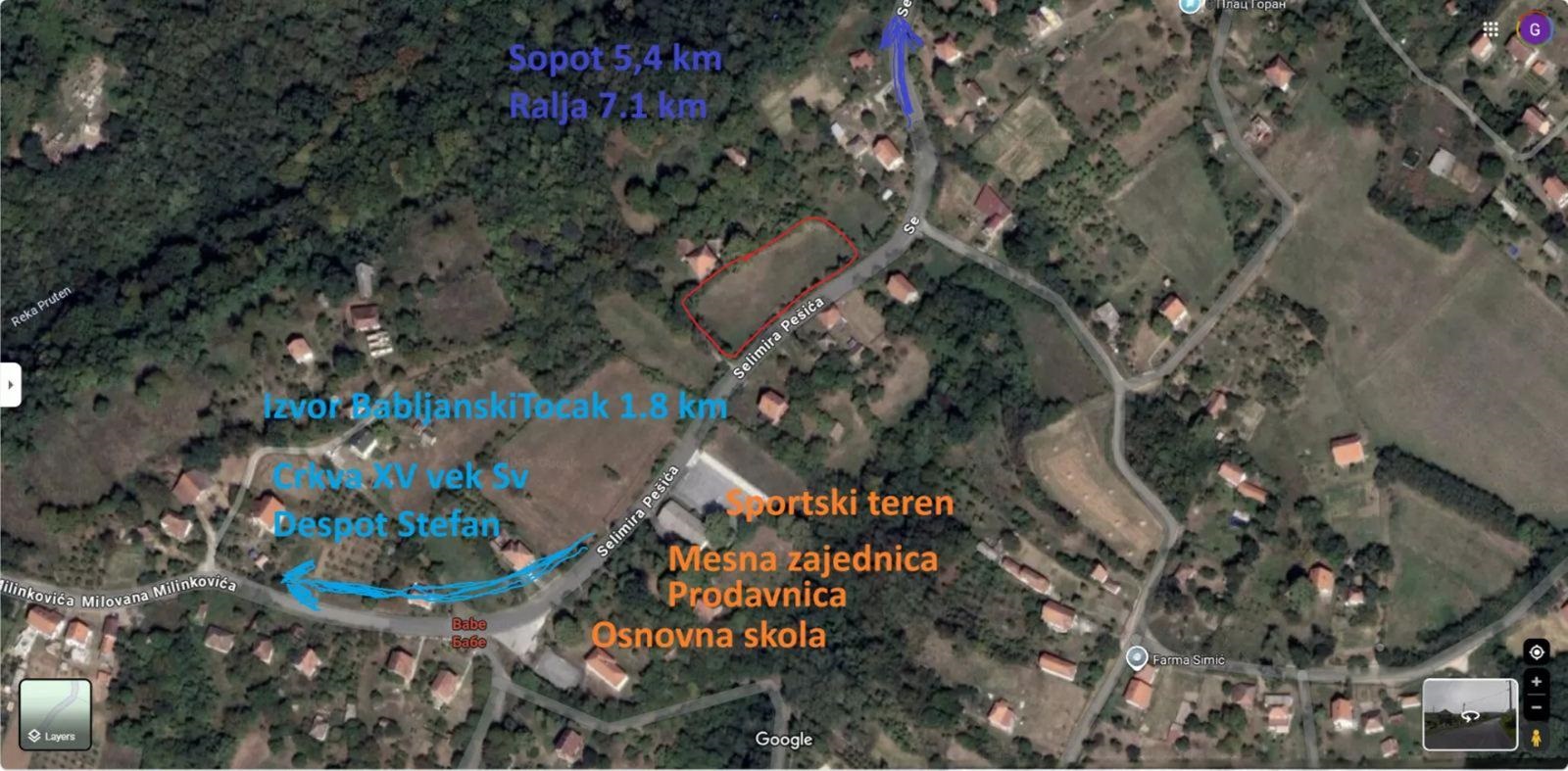 Plac 23ari u gradjevinskoj zoni,1/1,cist,ravan Babe-Sopot