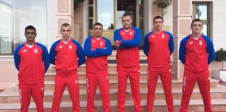 Niški bokserski trener sa reprezentacijom na Mediteranskim igrama Selekcija Srbije - Slobodan Kostić, treći sa leve strane