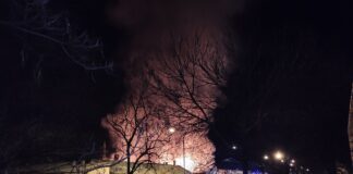 Gore montažne kuće u ulici Aleksandra Medvedeva u Nišu požar