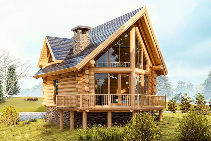 3D model drvene kuće (brvnare) od balvana