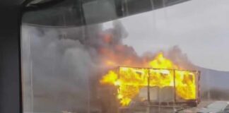 Izgorela prikolica kamiona na auto-putu Niš-Leskovac
