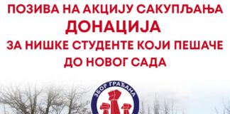 Zbor građana Palilula organizuje akciju prikupljanja donacija za niške studente koji pešače do Novog Sada
