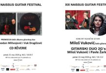 Slobodan Milivojević i alumni FU Miloš Vuković i Pavle Žarkić otvaraju XIX Naissus Guitar Festival