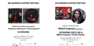 Slobodan Milivojević i alumni FU Miloš Vuković i Pavle Žarkić otvaraju XIX Naissus Guitar Festival