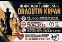 Memorijalni šahovski turnir „Dragutin Krpan“ u Nišu uz besplatne preventivne preglede
