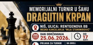 Memorijalni šahovski turnir „Dragutin Krpan“ u Nišu uz besplatne preventivne preglede